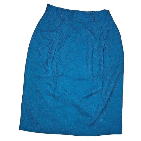 Vintage 60s Paul Stanley Pencil Skirt Womens M Wool Teal Blue Green Wiggle - Picture 6 of 7